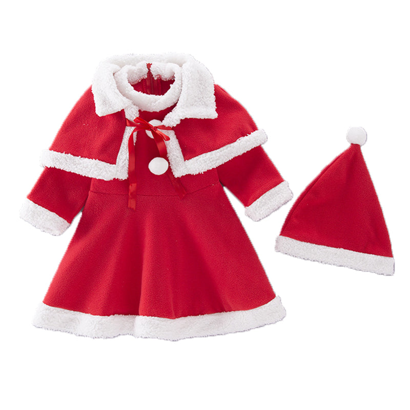 Baby Girls Solid Color Christmas Dresses Wholesale 22061615