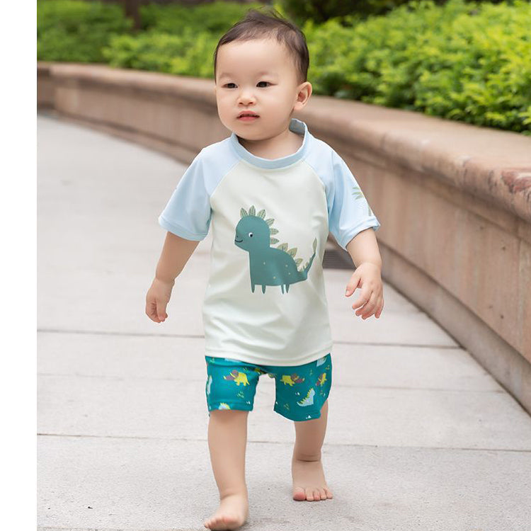 3 Pieces Set Baby Kid Boys Beach Animals Cartoon Print T-Shirts And Shorts And Swimwears Hats Wholesale 220616166