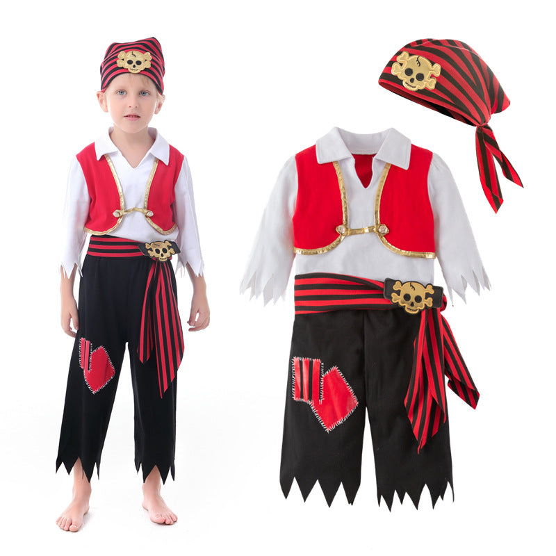 4 Pieces Set Baby Kid Boys Color-blocking Tops And Pants And Striped Embroidered Hats And Belted Wholesale 220616176