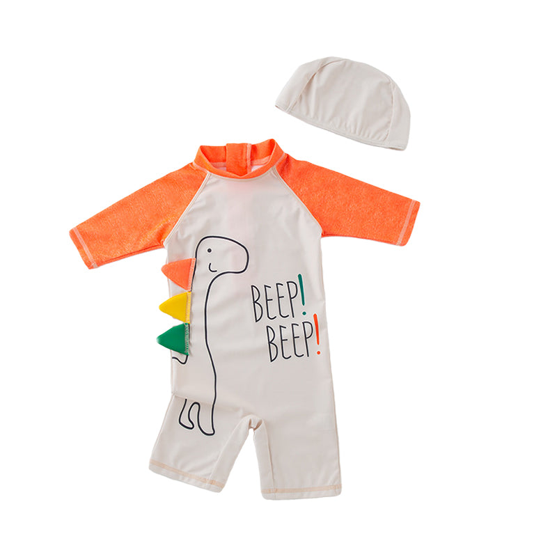 Baby Kid Boys Letters Dinosaur Print Jumpsuits Swimwears And Accessories Hats Wholesale 220616221