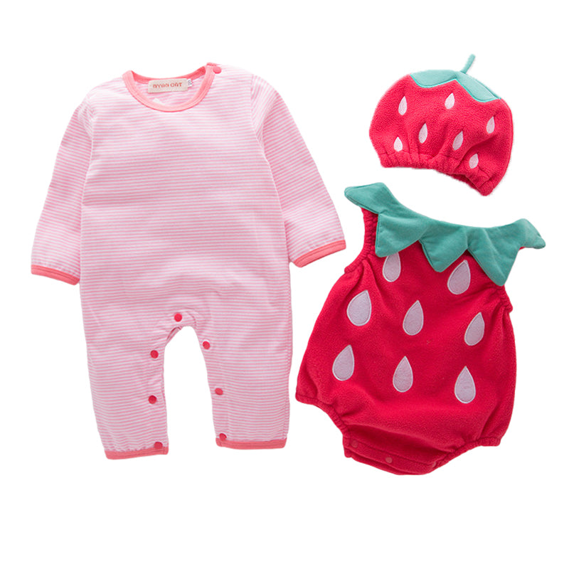 3 Pieces Set Baby Unisex Halloween Striped Cartoon Jumpsuits Rompers And Hats Wholesale 22061623