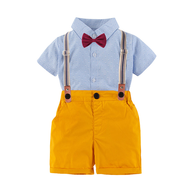 2 Pieces Set Baby Kid Boys Striped Star Bow Shirts And Shorts Wholesale 220616249