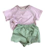 Load image into Gallery viewer, 2 Pieces Set Baby Kid Unisex Solid Color T-Shirts And Shorts Wholesale 220616251
