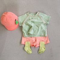 Load image into Gallery viewer, 2 Pieces Set Baby Kid Unisex Solid Color T-Shirts And Shorts Wholesale 220616251
