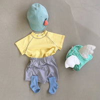 Load image into Gallery viewer, 2 Pieces Set Baby Kid Unisex Solid Color T-Shirts And Shorts Wholesale 220616251
