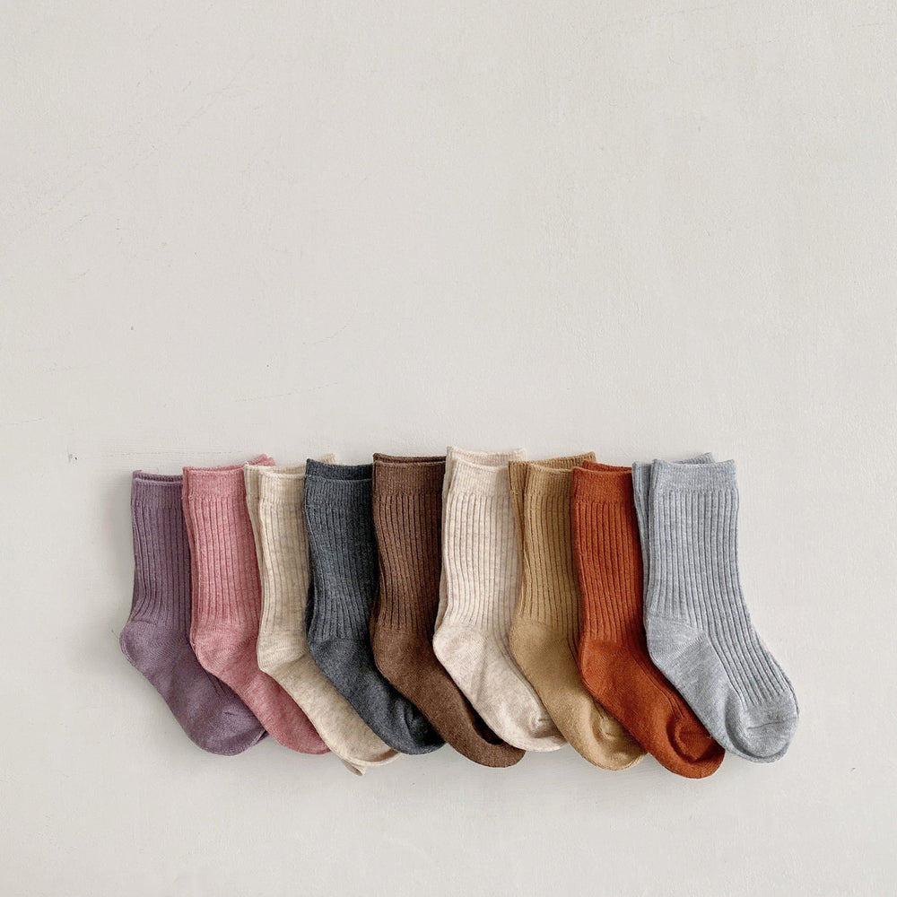 Baby Kid Unisex Solid Color Muslin&Ribbed Accessories Socks Wholesale 220616326