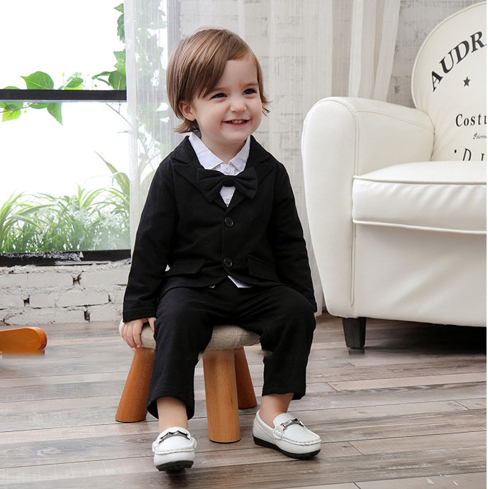 3 Pieces Set Baby Kid Boys Solid Color Bow Shirts Blazers And Trousers Wholesale 22061633