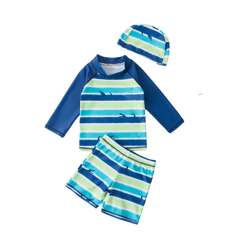 2 Pieces Set Baby Kid Boys Beach Striped Color-blocking Animals Print Tops And Shorts Wholesale 220616330