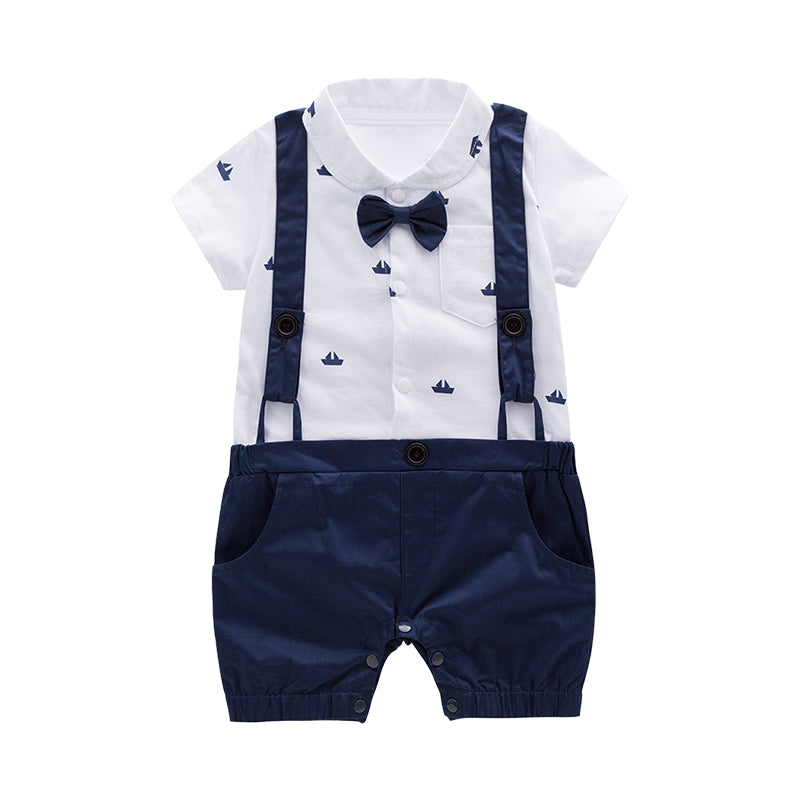 Baby Kid Boys Bow Print Rompers Hats Wholesale 22061634