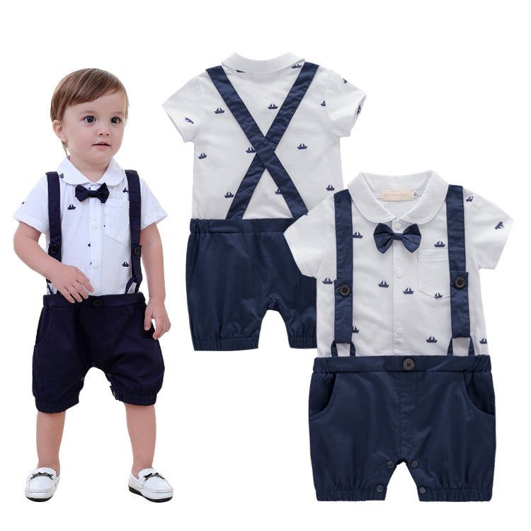 Baby Kid Boys Bow Print Rompers Hats Wholesale 22061634