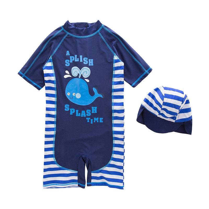 Baby Kid Boys Striped Letters Animals Cartoon Print Swimwears Hats Wholesale 22061638