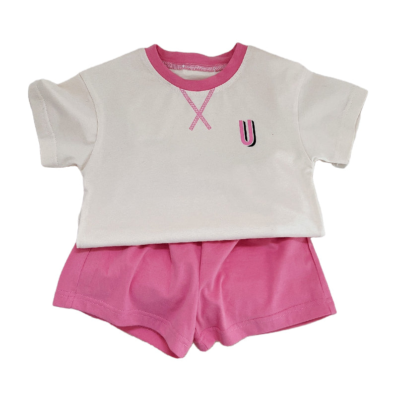 2 Pieces Set Baby Girls Boys Solid Color T-Shirts And Shorts Wholesale 220616413