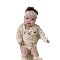 Load image into Gallery viewer, 2 Pieces Set Baby Unisex Solid Color Cardigan And Rompers Wholesale 220616460
