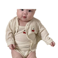 Load image into Gallery viewer, 2 Pieces Set Baby Unisex Solid Color Cardigan And Rompers Wholesale 220616460

