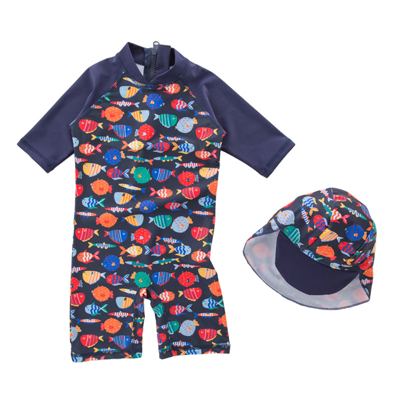 Kid Boys Animals Print Swimwears And Hats Wholesale 22061655