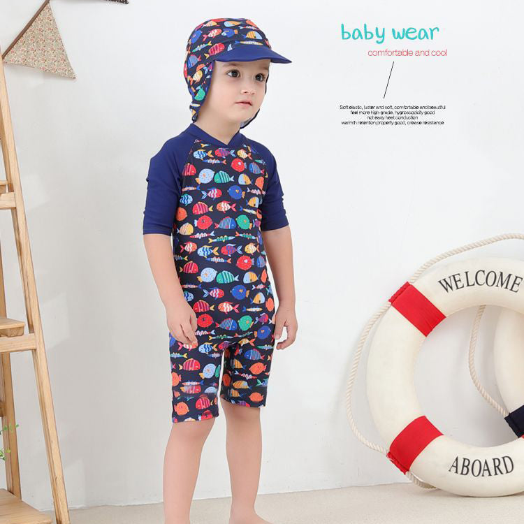 Kid Boys Animals Print Swimwears And Hats Wholesale 22061655