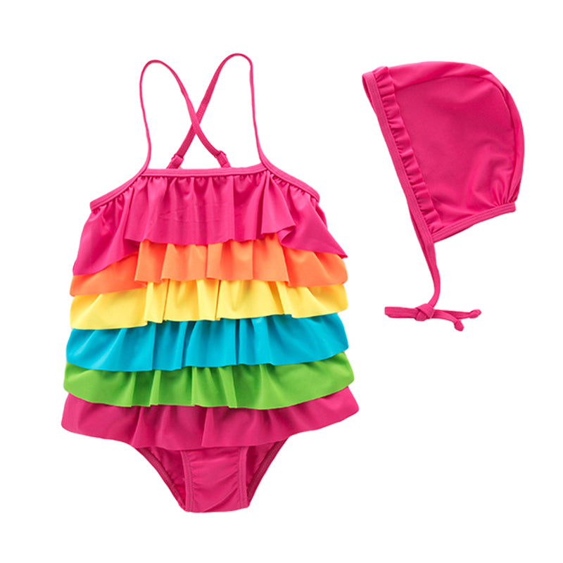 Kid Girls Rainbow Beach Rompers Swimwears Wholesale 22061674