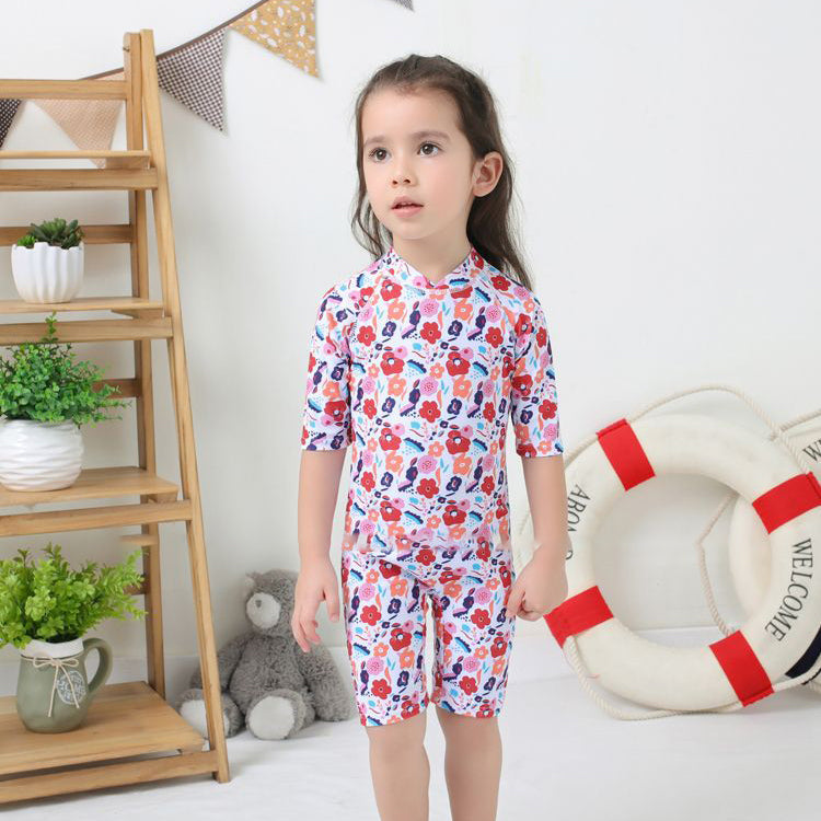 Baby Kid Girls Flower Print Beach Jumpsuits Swimwears Wholesale 22061680