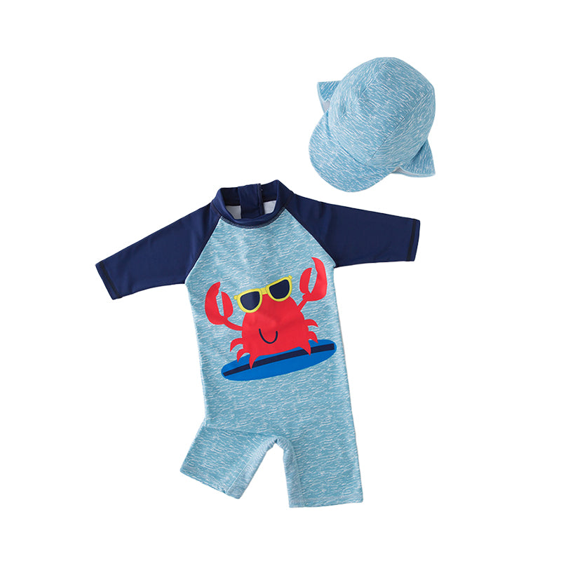 Baby Kid Boys Color-blocking Print Beach Jumpsuits Swimwears Wholesale 22061697