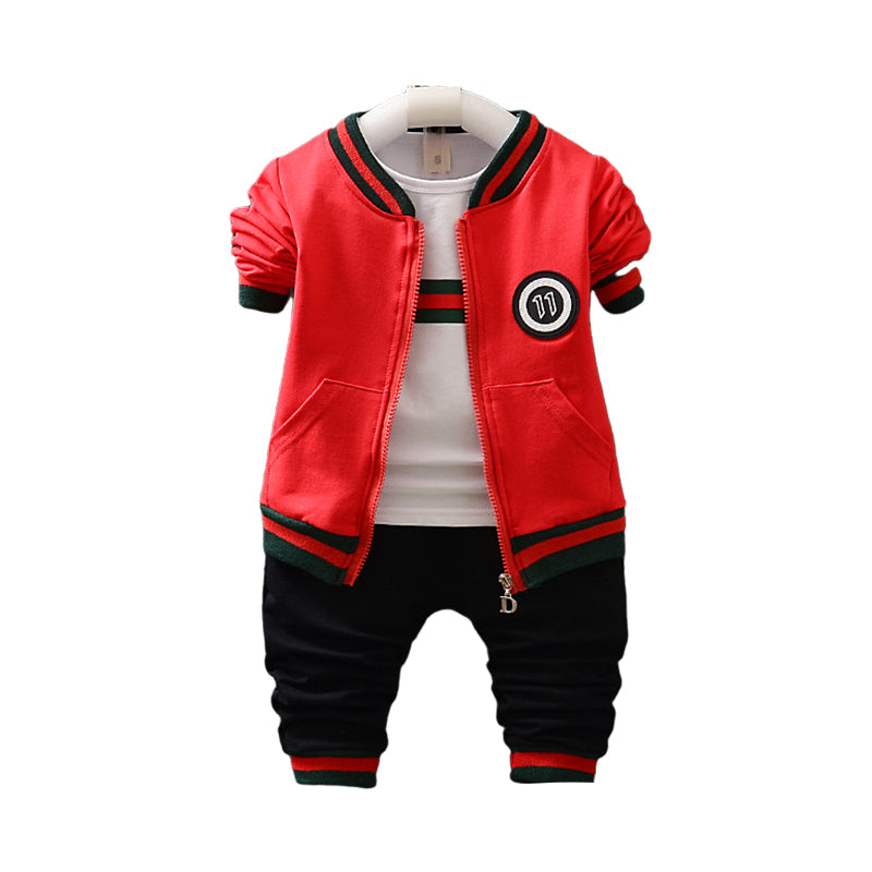 3 Pieces Set Baby Kid Boys Striped Tops Jackets Outwears And Pants Wholesale 22062010