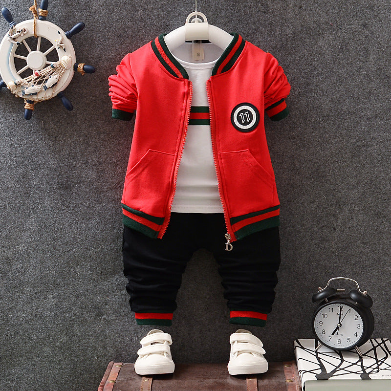 3 Pieces Set Baby Kid Boys Striped Tops Jackets Outwears And Pants Wholesale 22062010