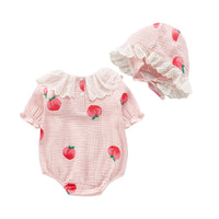 Load image into Gallery viewer, Baby Girls Fruit Print Rompers Accessories Hats Wholesale 220620124
