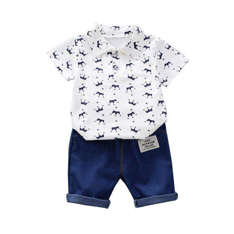 2 Pieces Set Baby Kid Boys Print Shirts And Shorts Wholesale 220620127