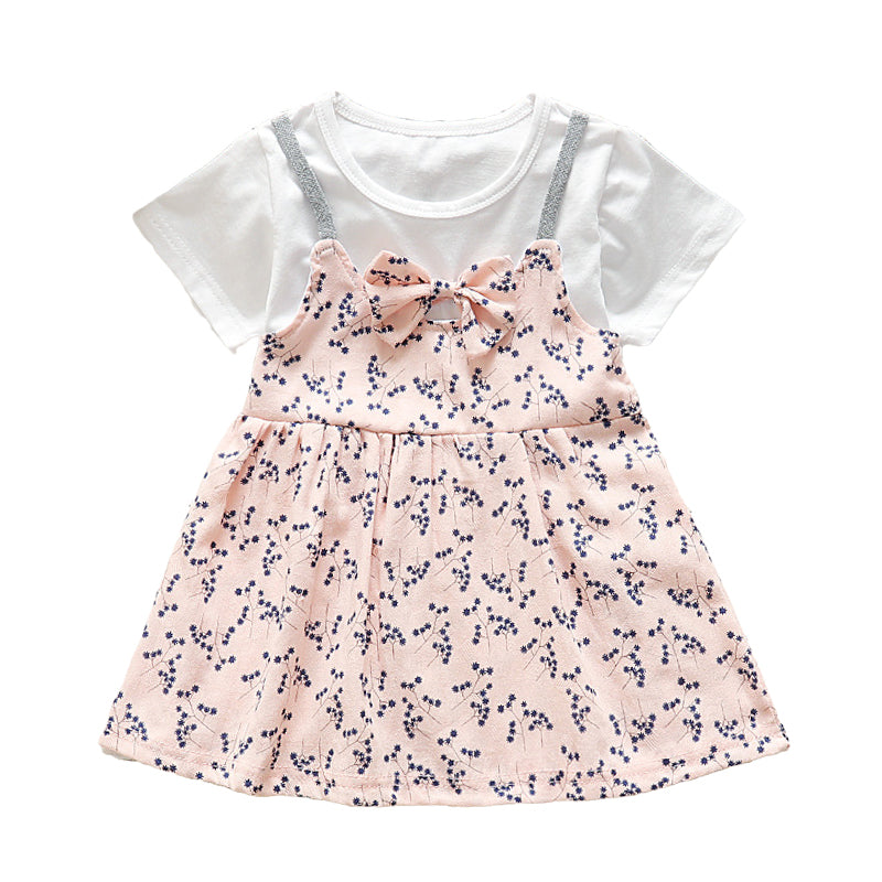 Baby Kid Girls Flower Bow Print Dresses Wholesale 22062013