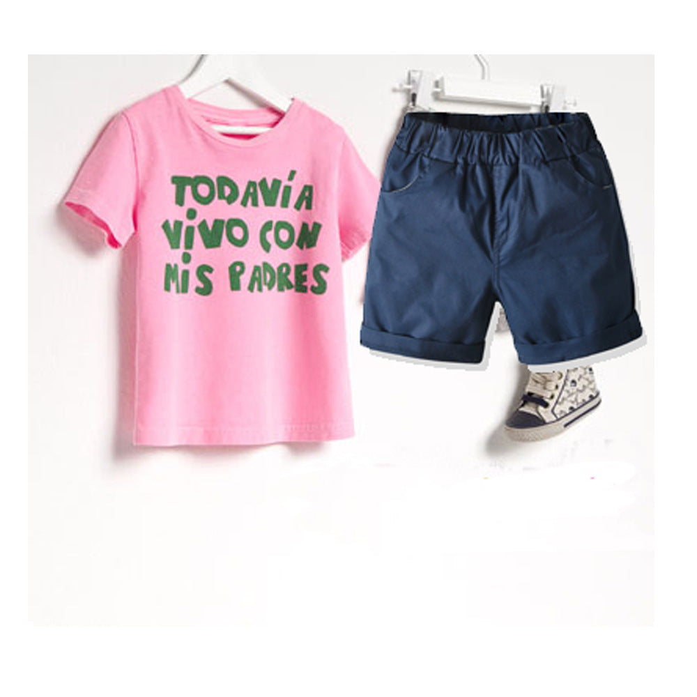 2 Pieces Set Baby Kid Unisex Letters T-Shirts And Solid Color Shorts Wholesale 220620141