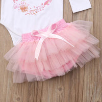 Load image into Gallery viewer, 2 Pieces Set Baby Girls Letters Print Rompers And Solid Color Skirts Wholesale 220620159
