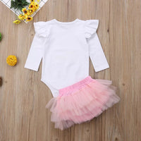 Load image into Gallery viewer, 2 Pieces Set Baby Girls Letters Print Rompers And Solid Color Skirts Wholesale 220620159
