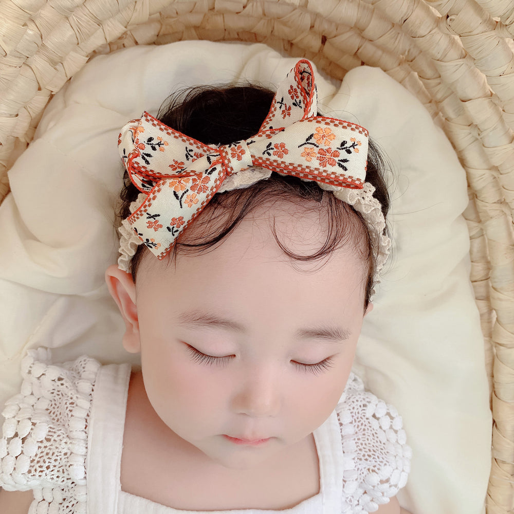 Girls Flower Bow Lace Embroidered Accessories Headwear Wholesale 220620177