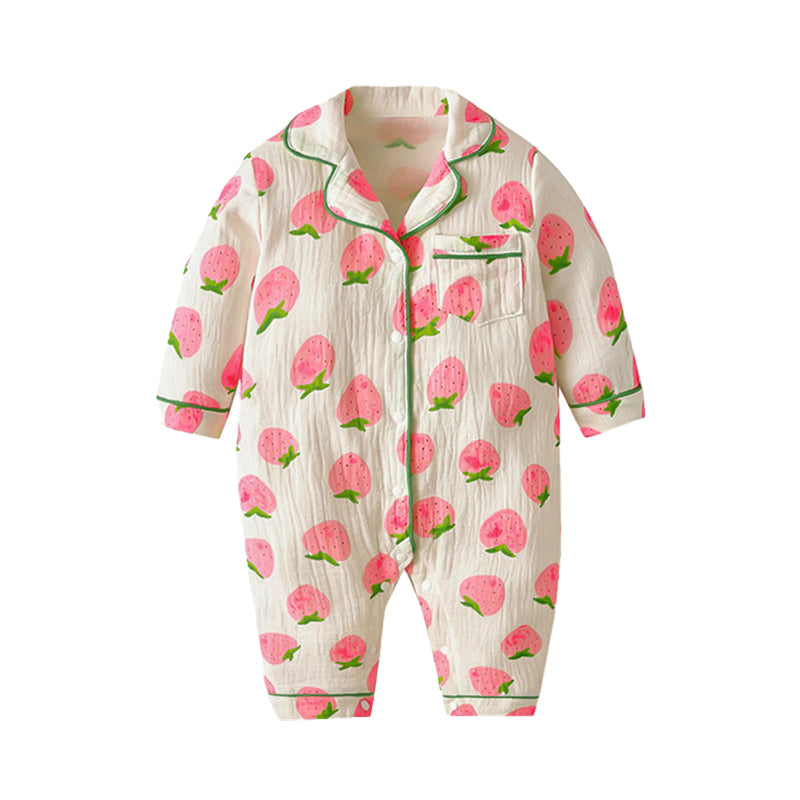 Baby Unisex Fruit Cartoon Print Jumpsuits Wholesale 220620229