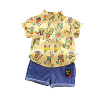Load image into Gallery viewer, 2 Pieces Set Baby Kid Boys Cartoon Print Tops And Letters Shorts Wholesale 220620233
