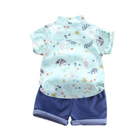Load image into Gallery viewer, 2 Pieces Set Baby Kid Boys Cartoon Print Tops And Letters Shorts Wholesale 220620233
