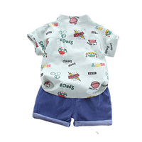 Load image into Gallery viewer, 2 Pieces Set Baby Kid Boys Cartoon Print Tops And Letters Shorts Wholesale 220620233
