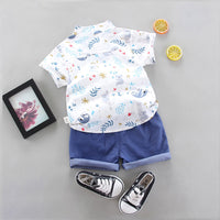 Load image into Gallery viewer, 2 Pieces Set Baby Kid Boys Cartoon Print Tops And Letters Shorts Wholesale 220620233

