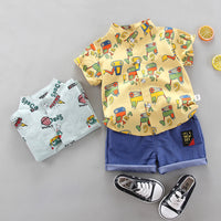Load image into Gallery viewer, 2 Pieces Set Baby Kid Boys Cartoon Print Tops And Letters Shorts Wholesale 220620233
