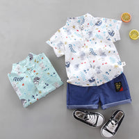 Load image into Gallery viewer, 2 Pieces Set Baby Kid Boys Cartoon Print Tops And Letters Shorts Wholesale 220620233
