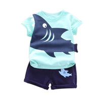 Load image into Gallery viewer, 2 Pieces Set Baby Kid Boys Cartoon Print T-Shirts And Shorts Wholesale 220620235
