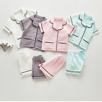 Load image into Gallery viewer, 2 Pieces Set Baby Kid Unisex Striped Tops And Shorts Wholesale 220620246
