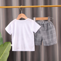 Load image into Gallery viewer, 2 Pieces Set Baby Kid Boys Solid Color Bow Tops And Striped Shorts Wholesale 220620287

