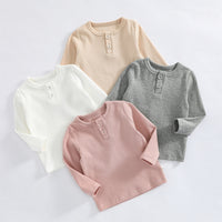 Load image into Gallery viewer, Baby Unisex Solid Color Muslin&amp;Ribbed Tops Wholesale 220620301

