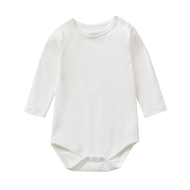 Baby Unisex Solid Color Muslin&Ribbed Rompers Wholesale 220620305