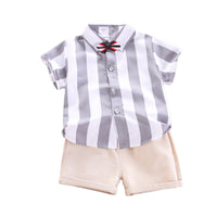 Load image into Gallery viewer, 2 Pieces Set Baby Kid Boys Striped Bow Shirts And Shorts Wholesale 220620310
