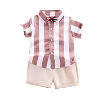 Load image into Gallery viewer, 2 Pieces Set Baby Kid Boys Striped Bow Shirts And Shorts Wholesale 220620310
