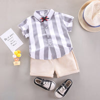 Load image into Gallery viewer, 2 Pieces Set Baby Kid Boys Striped Bow Shirts And Shorts Wholesale 220620310
