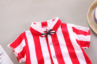 Load image into Gallery viewer, 2 Pieces Set Baby Kid Boys Striped Bow Shirts And Shorts Wholesale 220620310
