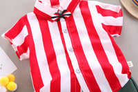 Load image into Gallery viewer, 2 Pieces Set Baby Kid Boys Striped Bow Shirts And Shorts Wholesale 220620310
