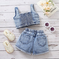 Load image into Gallery viewer, 2 Pieces Set Baby Kid Girls Solid Color Tank Tops And Fruit Print Shorts Wholesale 220620340
